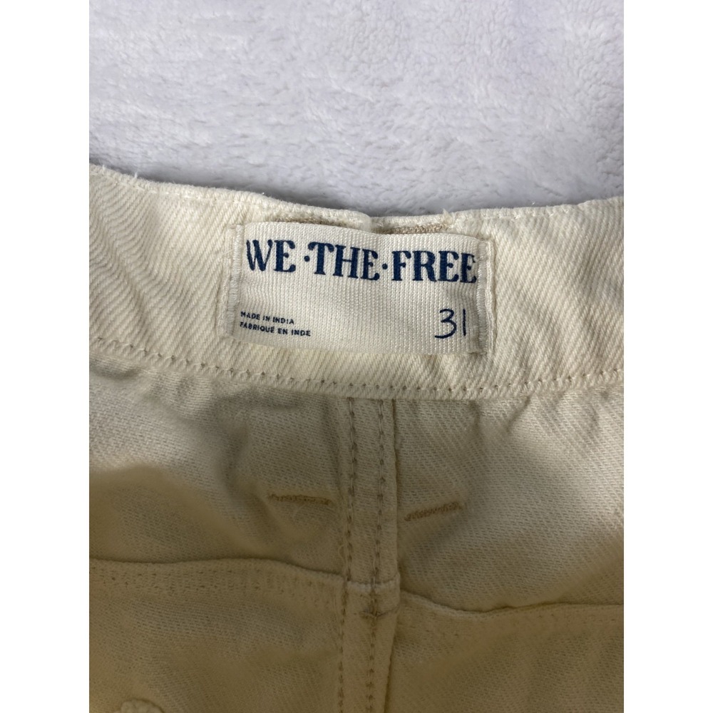 We The Free People Good Luck Soutache Barrel Jeans 31 Ivory Embroidered FLAW - Picture 11 of 16